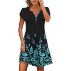 ETCYY Kadın's Günlük Elbise Kısa Kollu Sundresses Tatil Yazlık Elbiseler 2025 Plaj Bahar A-Line Tshirt Elbise cepli, Yaprak Yeşili, S