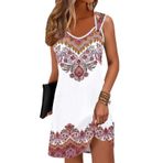 ETCYY Yaz elbiseler kadınlar için 2025 tatil plaj kapak Ups mayo kolsuz Sundresses rahat gevşek Tank güneş elbiseler, Çiçek Asma Kırmızı, M