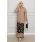 Eteği Desenli Karin Elbise-Vizon - 40