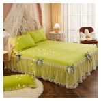 Etek Fırfırlı Yatak Eteği, Dantel Yatak Eteği Lastikli Fitted Yatak Takımı Yastık Kılıfları Çok Renkli Çoklu Boyutlar 3'lü Paket(B,180X200CM)