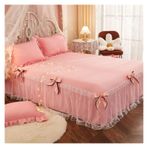 Etek Fırfırlı Yatak Eteği, Dantel Yatak Eteği Lastikli Fitted Yatak Takımı Yastık Kılıfları Çok Renkli Çoklu Boyutlar 3'lü Paket(E,200X220CM)