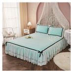 Etek Fırfırlı Yatak Eteği, Dantel Yatak Eteği Yastık Kılıfı ve Yatak Örtüsü Çok Renkli Çoklu Boyutlar 3'lü Paket(B,150x200cm)