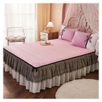 Etek Fırfırlı Yatak Eteği, Dantel Yatak Eteği Yastık Kılıfı ve Yatak Örtüsü Çok Renkli Çoklu Boyutlar 3'lü Paket(G,200x220cm)
