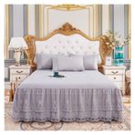 Etek Fırfırlı Yatak Eteği, Dantel Yatak Eteği Yastık Kılıfı Yatak Takımı Fitted Sheet Çok Renkli Çoklu Boyutlar 3'lü Paket(10,200x220cm 3pcs set)