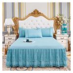Etek Fırfırlı Yatak Eteği, Dantel Yatak Eteği Yastık Kılıfı Yatak Takımı Fitted Sheet Çok Renkli Çoklu Boyutlar 3'lü Paket(11,150x200cm 3pcs set)