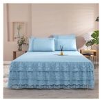 Etek Fırfırlı Yatak Eteği, Dantel Yatak Eteği Yastık Kılıfı Yatak Takımı Fitted Sheet Çok Renkli Çoklu Boyutlar 3'lü Paket(1,180x220cm 3pcs set)