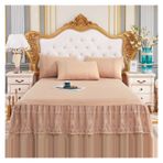 Etek Fırfırlı Yatak Eteği, Dantel Yatak Eteği Yastık Kılıfı Yatak Takımı Fitted Sheet Çok Renkli Çoklu Boyutlar 3'lü Paket(12,180x220cm 3pcs set)