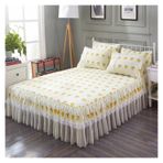 Etek Fırfırlı Yatak Eteği, Dantel Yatak Eteği Yastık Kılıfı Yatak Takımı Fitted Sheet Çok Renkli Çoklu Boyutlar 3'lü Paket(15,200X220cm 1pcs sheet)