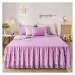 Etek Fırfırlı Yatak Eteği, Dantel Yatak Eteği Yastık Kılıfı Yatak Takımı Fitted Sheet Çok Renkli Çoklu Boyutlar 3'lü Paket(20,180x200cm 3pcs set)