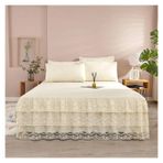 Etek Fırfırlı Yatak Eteği, Dantel Yatak Eteği Yastık Kılıfı Yatak Takımı Fitted Sheet Çok Renkli Çoklu Boyutlar 3'lü Paket(2,180x200cm 3pcs set)
