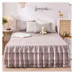 Etek Fırfırlı Yatak Eteği, Dantel Yatak Eteği Yastık Kılıfı Yatak Takımı Fitted Sheet Çok Renkli Çoklu Boyutlar 3'lü Paket(24,180X220cm 1pcs sheet)