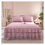 Etek Fırfırlı Yatak Eteği, Dantel Yatak Eteği Yastık Kılıfı Yatak Takımı Fitted Sheet Çok Renkli Çoklu Boyutlar 3'lü Paket(4,180X200cm 1pcs sheet)
