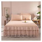 Etek Fırfırlı Yatak Eteği, Dantel Yatak Eteği Yastık Kılıfı Yatak Takımı Fitted Sheet Çok Renkli Çoklu Boyutlar 3'lü Paket(5,180X200cm 1pcs sheet)