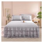 Etek Fırfırlı Yatak Eteği, Dantel Yatak Eteği Yastık Kılıfı Yatak Takımı Fitted Sheet Çok Renkli Çoklu Boyutlar 3'lü Paket(6,200X220cm 1pcs sheet)