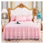 Etek Fırfırlı Yatak Eteği, Dantel Yatak Eteği Yastık Kılıfı Yatak Takımı Fitted Sheet Çok Renkli Çoklu Boyutlar 3'lü Paket(7,180x220cm 3pcs set)