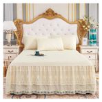 Etek Fırfırlı Yatak Eteği, Dantel Yatak Eteği Yastık Kılıfı Yatak Takımı Fitted Sheet Çok Renkli Çoklu Boyutlar 3'lü Paket(9,180X200cm 1pcs sheet)