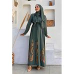 Etek Kısmı Desenli Elbiseli Abaya Takım 8495 Mint
