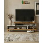Eterna Mobilya Asima Tv Ünitesi | Beyaz-Çam| Tamamı Mdf | Ahşap Ayak | 150 cm - Atlantik Çam - Beyaz