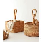 Eternal Sunshine Rattan Hasır Bambu Kare Kaşıklık Organizer & Dekoratif Mutfak Gereçleri Düzenleyici - (No Color)