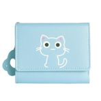 Eterspr Mavi Mini Sevimli Cüzdan, Kedi Cüzdanı Kadın, Kedi Fermuarlı Cüzdan İki Katlı Kız Arkadaşlar, Arkadaşlar, Çocuklar için Hediye Olarak Kullanılabilir, mavi