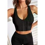 Ethab Ticaret 9104300802291 Defnada Kadın Siyah Derin Göğüs Dekolteli Şık Crop Top Bluz