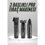 Ethab Ticaret Dijital Göstergeli 3 Başlıklı Tıraş Makinesi Islak Kuru Lazer Öncesi Günlük - GL002V-7MET1 - Renkli