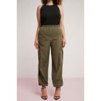 Ethiquet Avalonbb Kadın Relaxed Fit Beli Ve Paçası Lastikli Stoperli Kargo Cepli Haki Büyük Beden Pantolon - XS