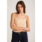 Ethiquet Khloe Kadın Slim Fit Dar Kesim Pamuklu Ince Askılı Kare Yaka Sıfır Kol Basic Bej Atlet - Beyaz - XS