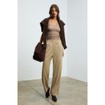 Ethiquet Lıllesol Kadın Fitilli Görünümlü Slim Fit Vücuda Oturan Havuz Yakalı Pamuklu Basic Koyu Vizon Atlet - XL