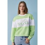 ETHIQUET PAYNE Kadın Bisiklet Yaka Oversize Beyaz / Fıstık Yeşili Sweatshirt