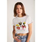 ETHIQUET SERENE Kadın Kısa Kollu Baskılı Crop Beyaz T-Shirt