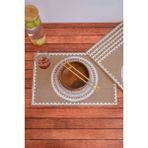 Ethnic - 6 Adet Jüt El Baskılı Dikdörtgen Sofra Sunum Tabak Altlığı Supla Amerikan Servisi 45X30 cm - Çok Renkli