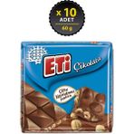 Eti Çikolata Çifte Kavrulmuş Fındıklı Sütlü Kare 60 g x 10 Adet - 600 gr