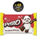 Eti Petito Beyaz ve Bitter Desenli Bol Sütlü Çikolata 48'li Paket 8 g Türkiye Üretimi - 8 gr