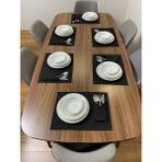 Etifa Tekstil Etifa 12 Parça Supla & Peçete Çeyiz Seti – 6 Kişilik Siyah Supla Takımı, Leke Tutmaz - 32 x 44 cm