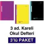 Etika A4 Okul Defteri 3'lü Paket Kareli 60 Yp. Dikişli