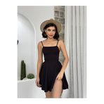 ETİKAFASHION Cut Out Bağlama Detaylı Mini Kloş Elbise