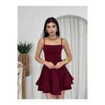ETİKAFASHION Eteği Volanlı Mini Kloş Elbise