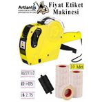 Etiket Makinesi Sarı 1 Adet Beyaz Fiyat Etiketi 10 Rulo Sekiz Haneli Fiyat Etiketi Makinası Lira Dolar Euro Dayanıklı