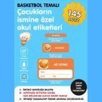 Etiketim Basketbol Temalı Okul Etiketi