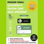 Etiketim Dinozor Temalı Isme Özel Okul Etiketi