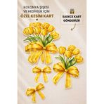 ETİKETİM Hediyelik Kart Sarı Lale Özel Kesim 10 Adet-Kolonya Şişesi