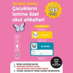 Etiketim Kelebekler Temalı Isme Özel Okul Etiketi