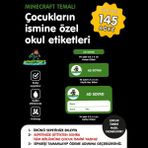 Etiketim Mıne Craft Temalı Isme Özel Okul Etiketi