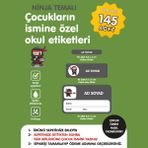 Etiketim Ninja Temalı Isme Özel Okul Etiketi