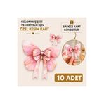 ETİKETİM Özel Kesim Kelebek Pembe Kart/Kolonya Şişesi/Hediyelik -10 ADET