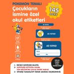 Etiketim Pokemon Temalı Isme Özel Okul Etiketi