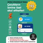 Etiketim Sevimli Dinozorlar Temalı Isme Özel Okul Etiketi
