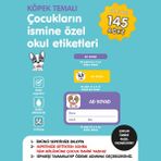 Etiketim Sevimli Köpekler Temalı Isme Özel Okul Etiketi