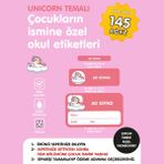 Etiketim Sevimli Unicorn Temalı İsme Özel Okul Etiketi